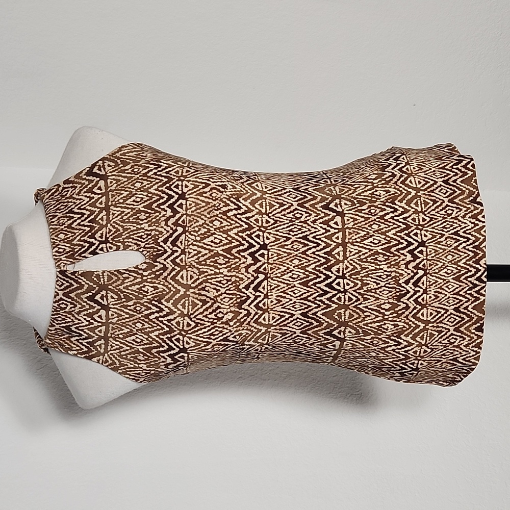 NWOT Classic Brown & Cream Sleeveless Stretchy Bohemian  Design Top Sz. S